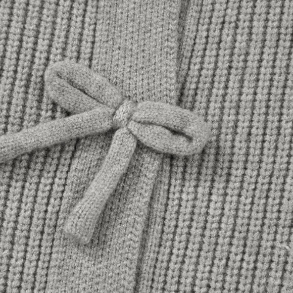 Bow Round Neck Long Sleeve Cardigan - Picture 7 of 8